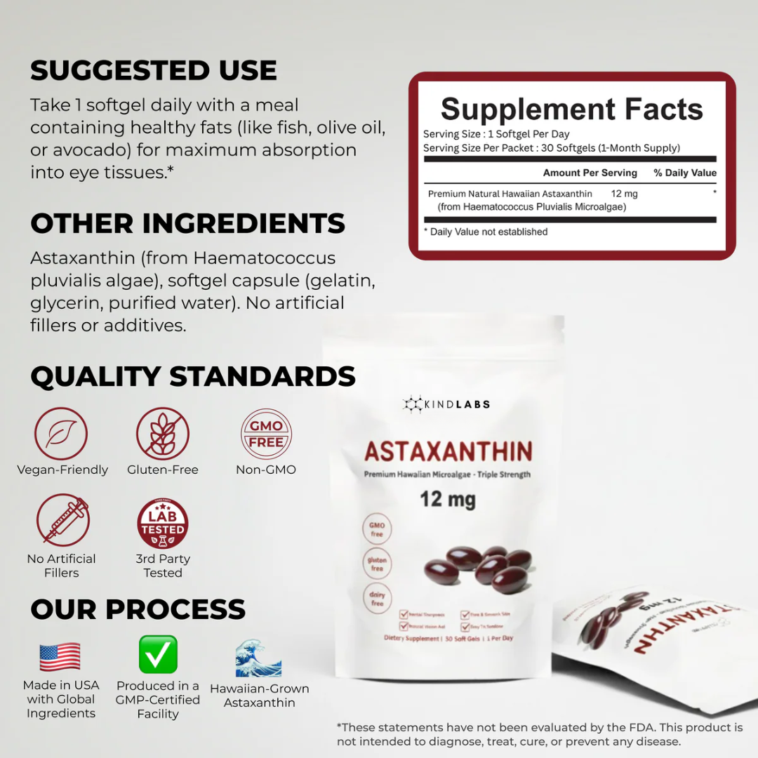 Astaxanthin Softgels — Targeted support for vision, skin, and cell health